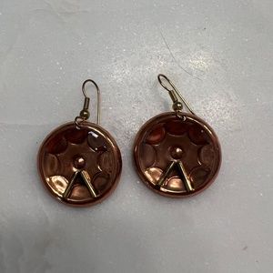 Fun Summery Copper Drum Shaped Pierced Earrings